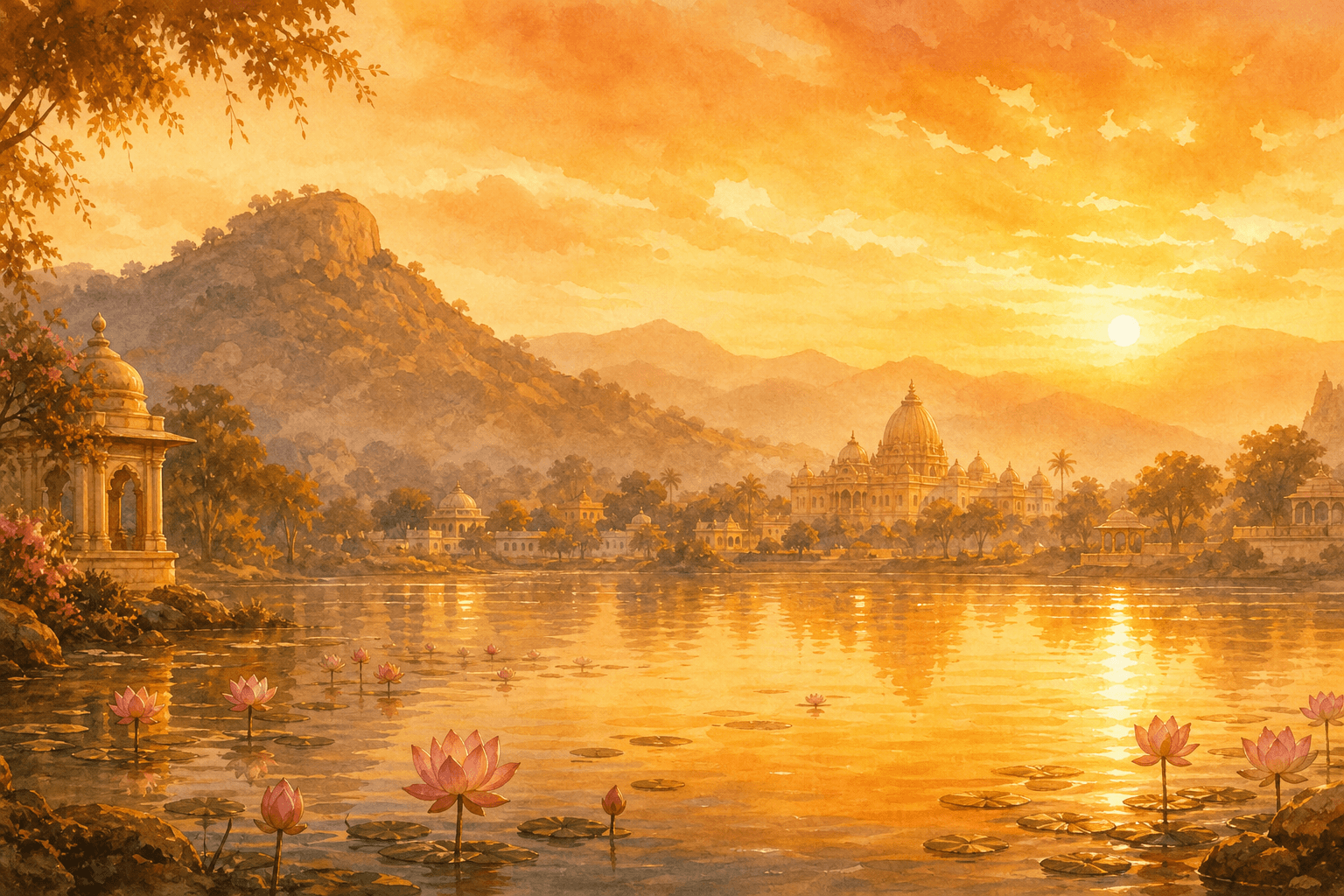 A divine sunrise over Prashanti Nilayam — the abode of supreme peace